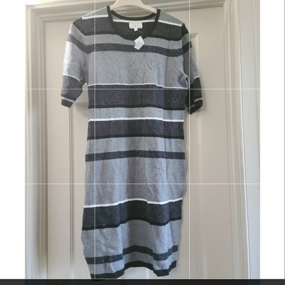 Lou & Grey sweater dress M NWT, grey striped cozy - Picture 1 of 1